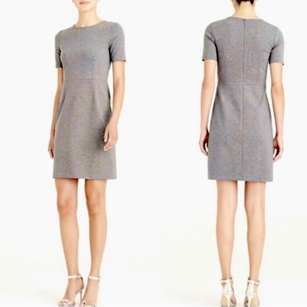 J Crew Mercantile Ponte Pencil Mini Dress Size 2 Neutral Gray Sheath Business